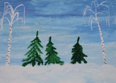 Рисунок детский лес зимний (47 фото)