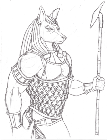 Бог Египта Анубис рисунок