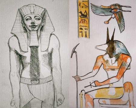Бог Египта Анубис рисунок карандашом