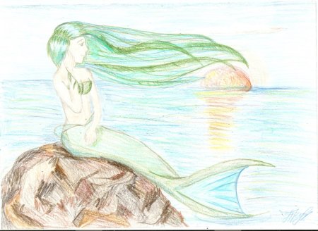Рисунки русалок легкие