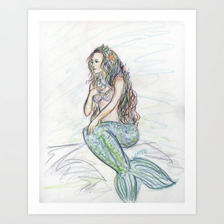 Русалка на ветке рисунок