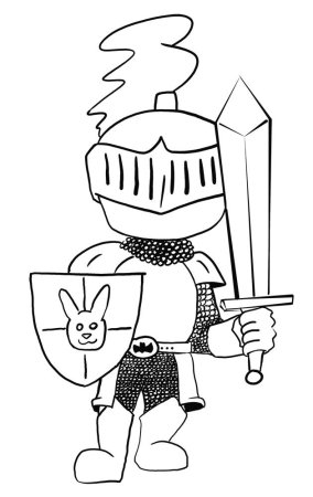 Рыцарь контурный рисунок