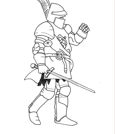 Рыцарь контурный рисунок