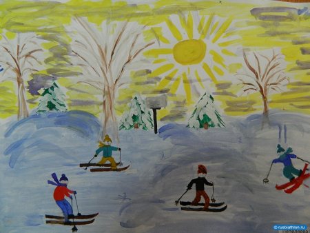 Рисунок детский лыжи (55 фото)