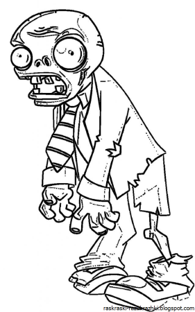 Растения против зомби разукрашка зомби