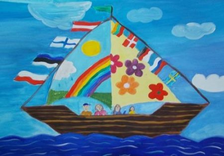 Рисунки корабль в море лёгкий