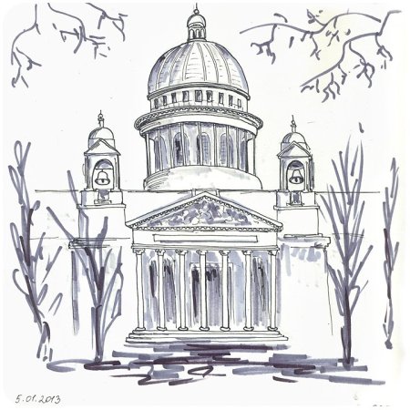 Питер Исаакиевский собор рисунок