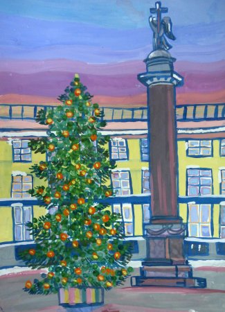 Елка на площади рисунок