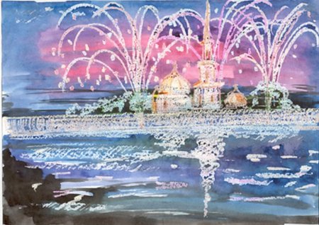 Рисование салют над Невой