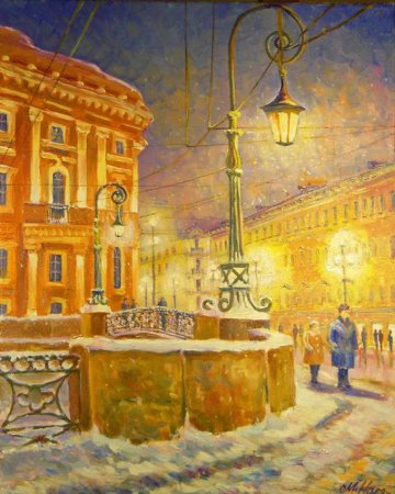 Городские пейзажи с фонарями