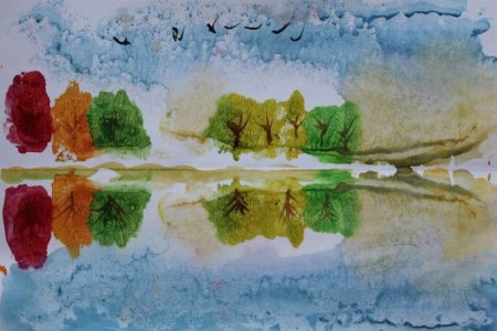 Монотипия техника рисования дерево