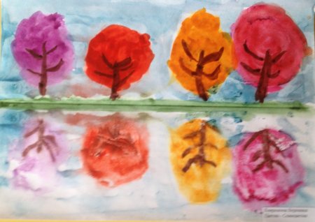 Монотипия Пейзажная нетрадиционная техника