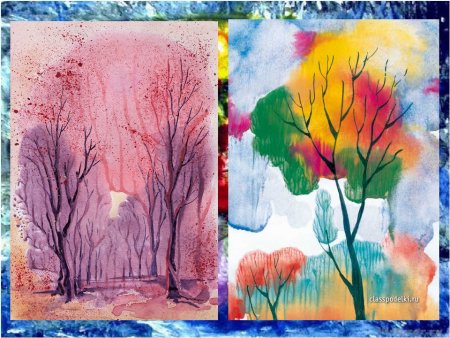 Нетрадиционное рисование монотипия Пейзажная