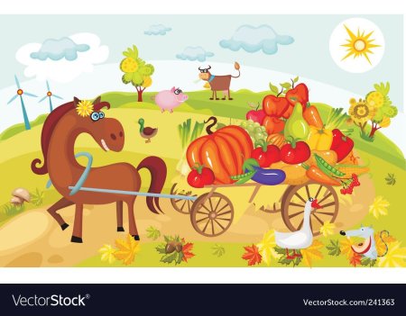 Лошадка с телегой с овощами