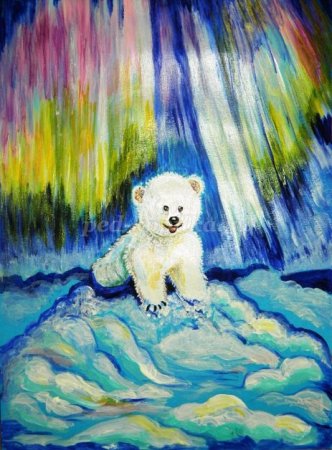 Рисование Умка и Северное сияние