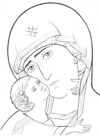 Казанская икона Божией матери прорись