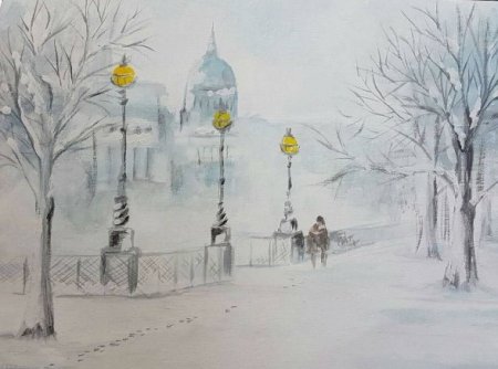 Петербург зимой рисунки детей