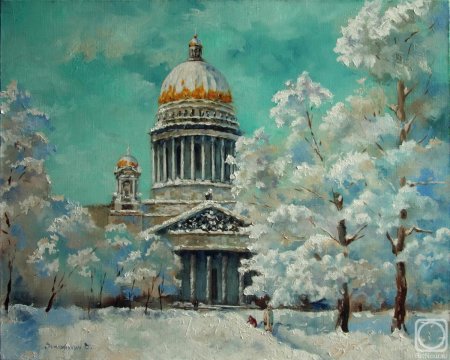 Храм Петербурга живопись зима