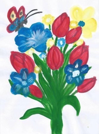 Рисование букет для мамы