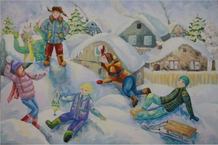 Детские рисунки зима