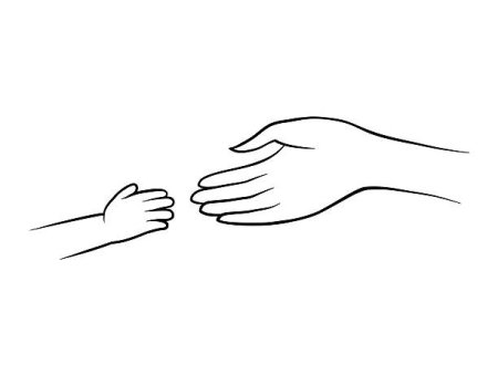 Контур руки ребенка и взрослого