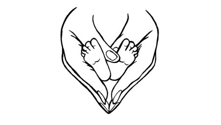 Ножки младенца в руках рисунок