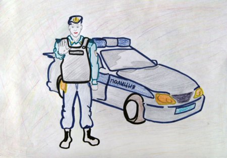 Детский рисунок полицейского