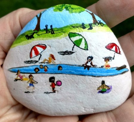 Пейзажи на камнях акриловыми красками