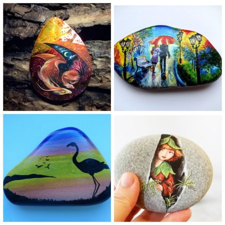 Рисование акрилом на камнях