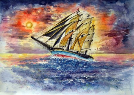 Корабль красками
