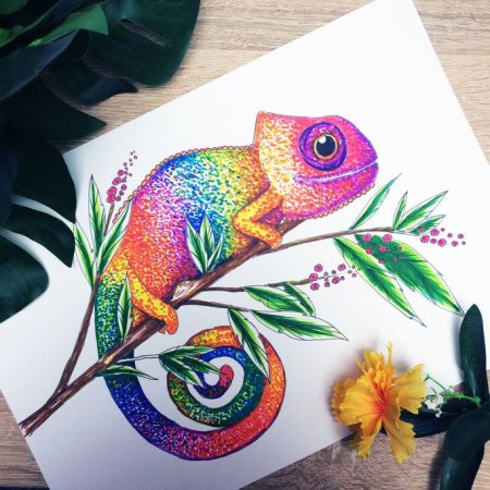 Рисование хамелеона для детей