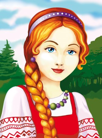 Детский рисунок русской красавицы
