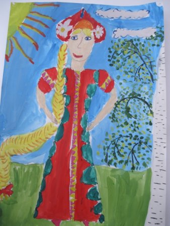 Кукла в русском национальном костюме рисование