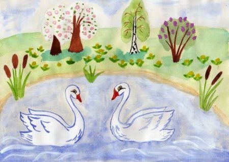 Лебединое озеро детский рисунок (52 фото)