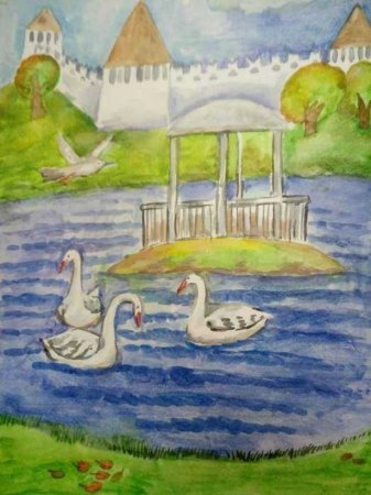Астраханский край рисунок Лебединое озеро