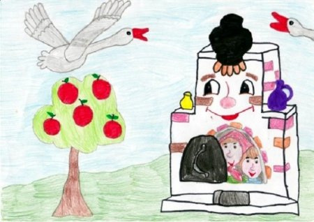 Гуси лебеди рисунок