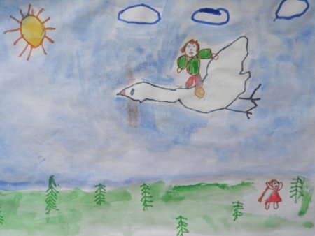 Гуси-лебеди сказка рисунок детский