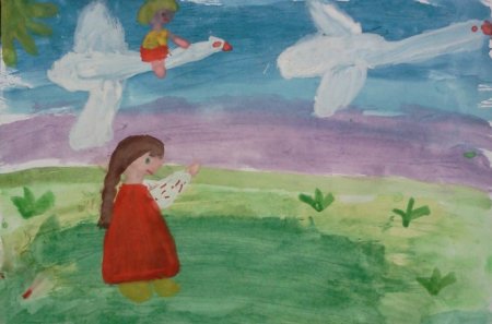 Гуси-лебеди рисунок для детей