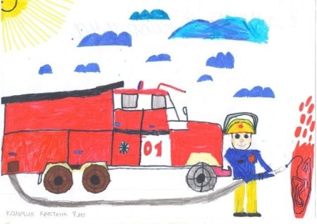 Рисунки детей мой папа пожарный