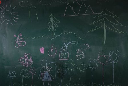 Рисунки мелом на доске