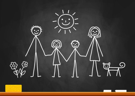 Семья нарисованная мелом