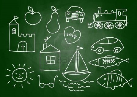 Рисунок мелом на доске для детей