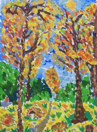 Детский рисунок на тему осенний Вернисаж