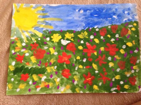 Цветочная поляна детский рисунок (53 фото)