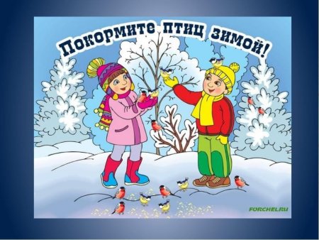 Плакаттпоеормите птиц зимой