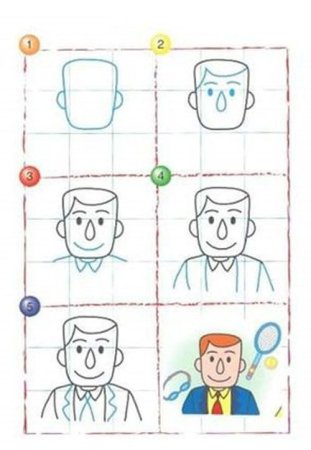 Рисуем мужчину с детьми