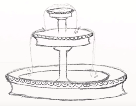 Фонтан карандашом