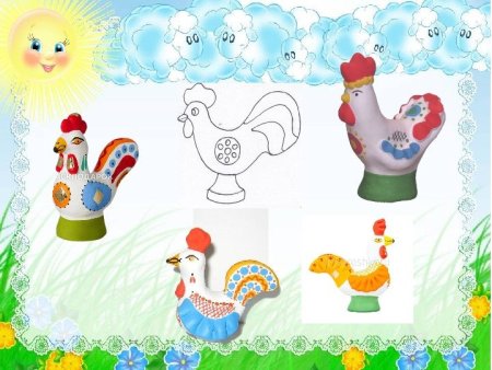 Рисование в старшей группе Дымковская игрушка петушок