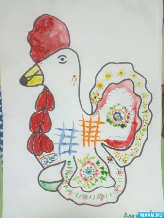 Рисование Дымковская роспись индюк