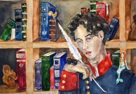 Портрет Александра Сергеевича Пушкина детский рисунок